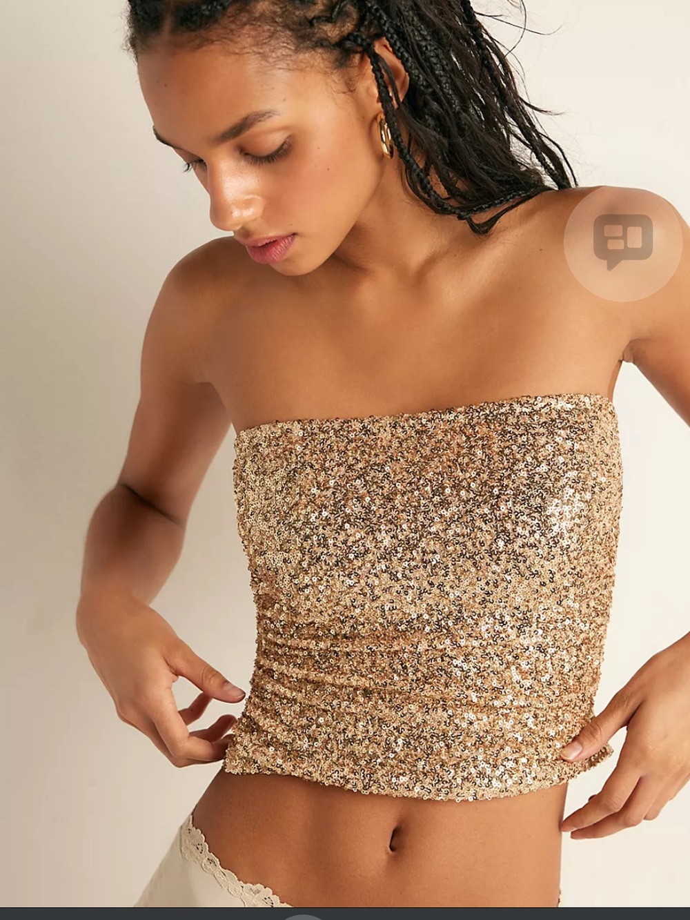 Leading The Way Tube Top Free People- Size M- Strapless Sequin Tube Top - Gold